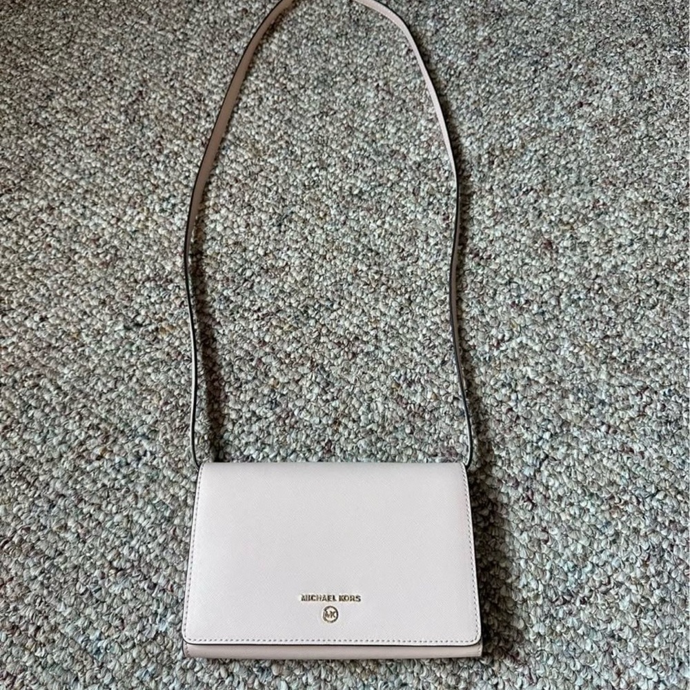 Michael Kors Jet Set Convertible Crossbody Clutch Bag Wallet - Ballet pink